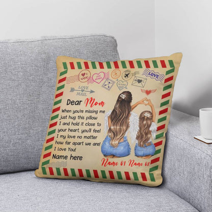 Dear Mom Personalized Pillow – Custom Mom Gift from Daughter, Mother’s Day Gift for Mom, Sentimental Mom Throw Pillow with Names