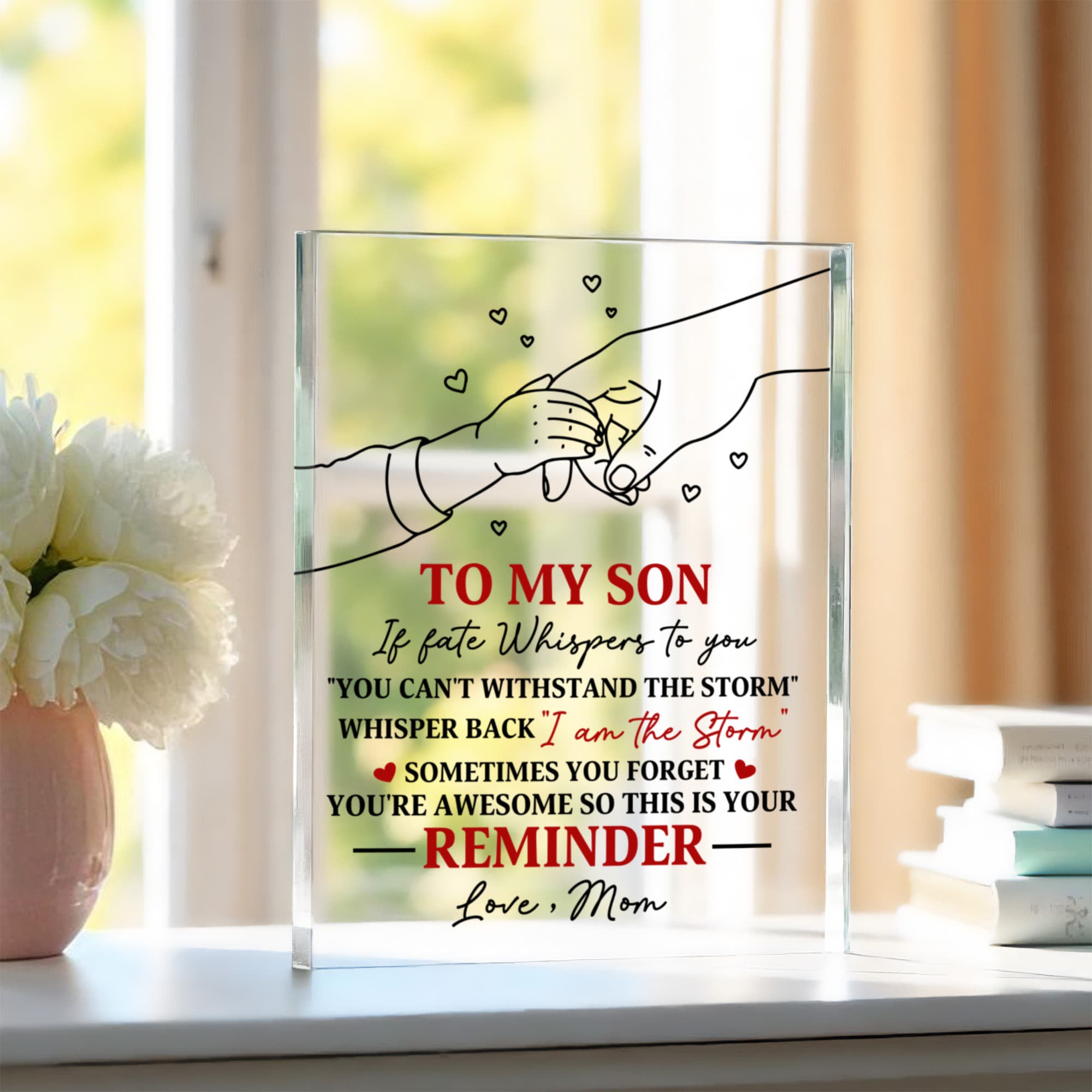 Mom and Son Hand Illustration Keepsake