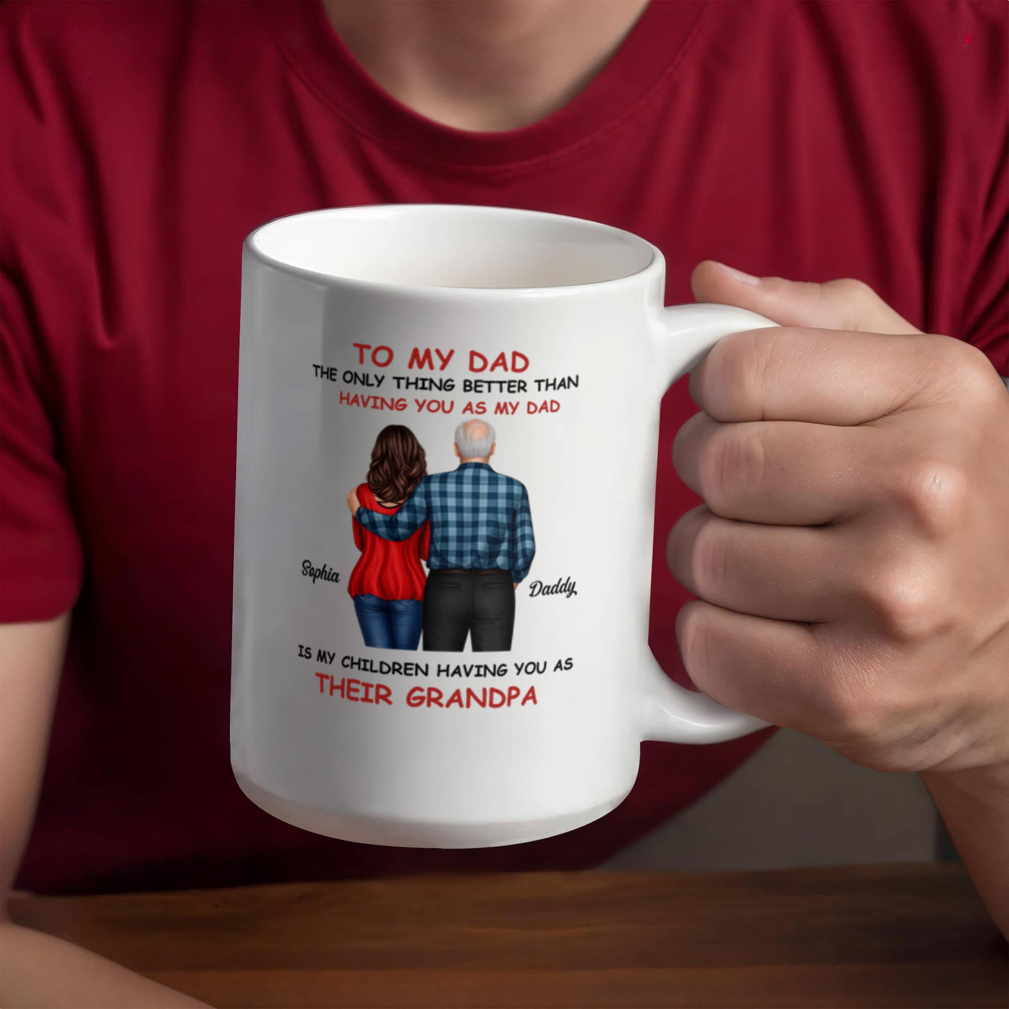 To My Dad Grandpa Mug – Father to Grandpa Gift, Personalized Dad Mug from Daughter, Father&