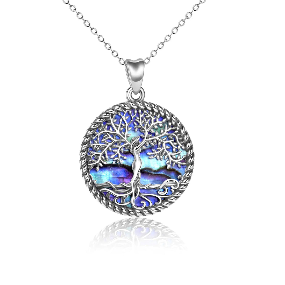 ONEFINITY Tree of Life Necklace Sterling Silver Abalone Shell Tree of Life Pendant Necklace Family Tree Jewelry for Women Gifts