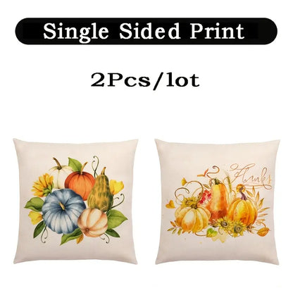 Thanksgiving Pumpkin & Harvest Pillow Covers Set of 2