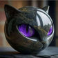Decorative Black Cat Stone Figurine - Marble-Like Resin Sculpture