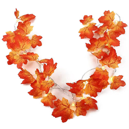 5M 50LED Fall Pumpkin Maple Leaf String Lights Garland Led Fairy Lights for Autumn Decoration Halloween Party Home Decor