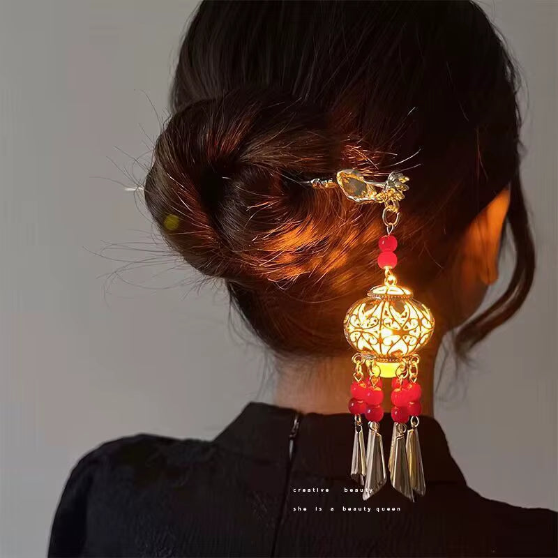 Chinese Rabbit Lantern Hair Pin Clips Hair Sticks Hanfu Hair Accessories for Women Kids Ancient Style Hairpin Hair Fork