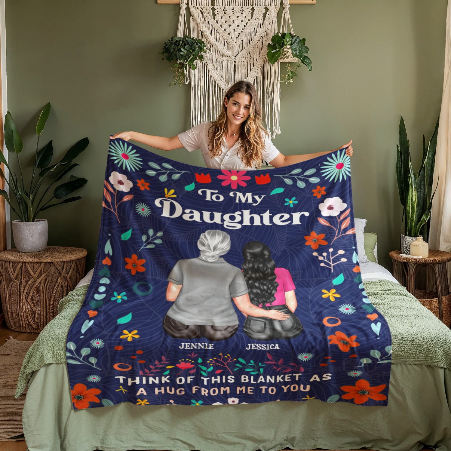 Mom Daughter Custom Name Blanket
