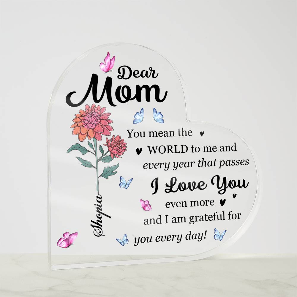 Personalized Dear Mom Acrylic Plaque – Custom Name Mother&