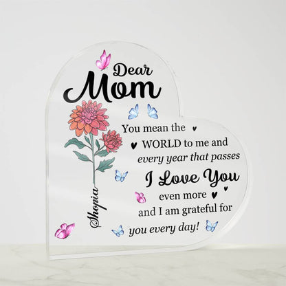 Personalized Dear Mom Acrylic Plaque – Custom Name Mother&