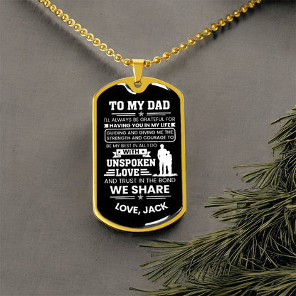 To My Dad Dog Tag Necklace - Personalized Emotional Father&