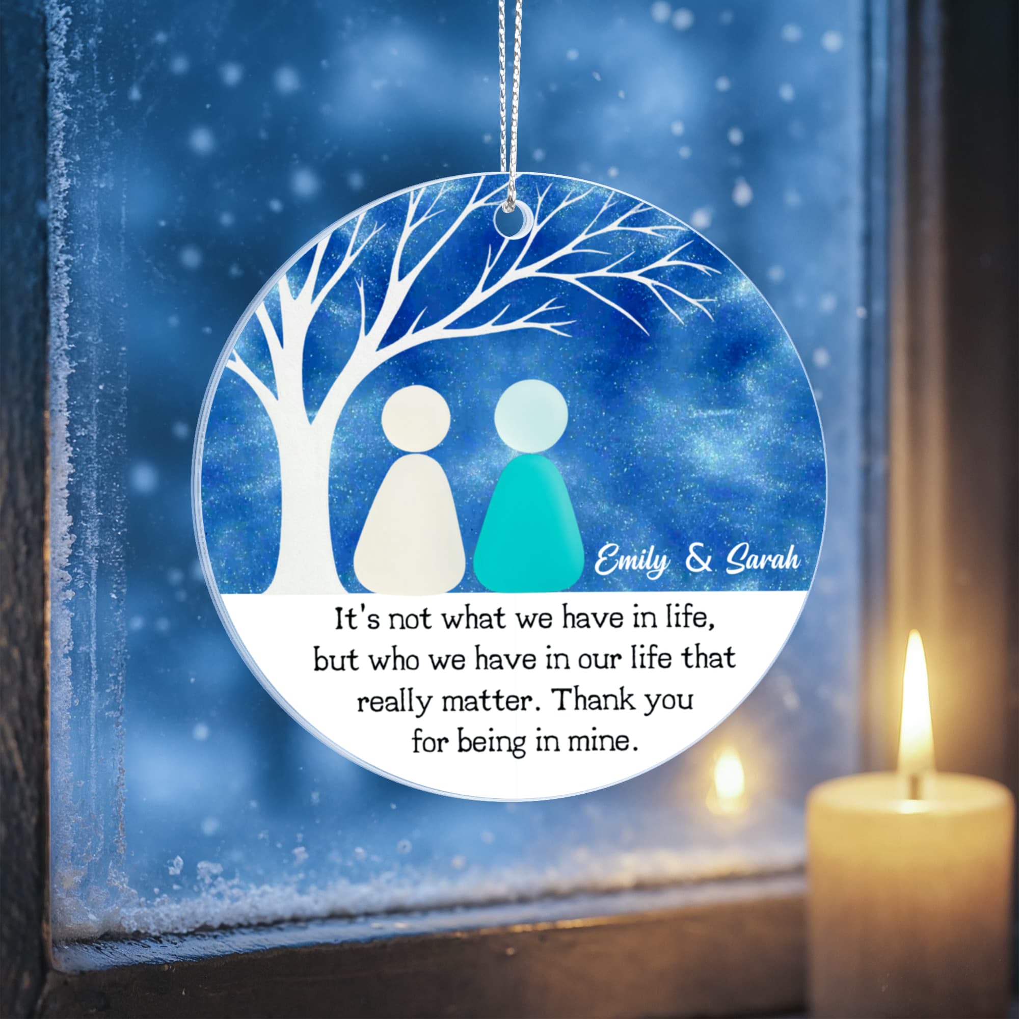 Personalized Best Friend Christmas Ornament – Custom Names Friendship Keepsake, “Thank You for Being in Mine” Gift