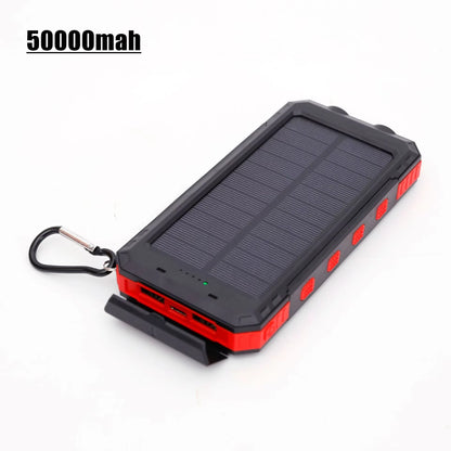 200000Mah Solar Power Bank Portable Large Capacity Charger Compatible with IOS Android USB-A and USB-C Fast Charging