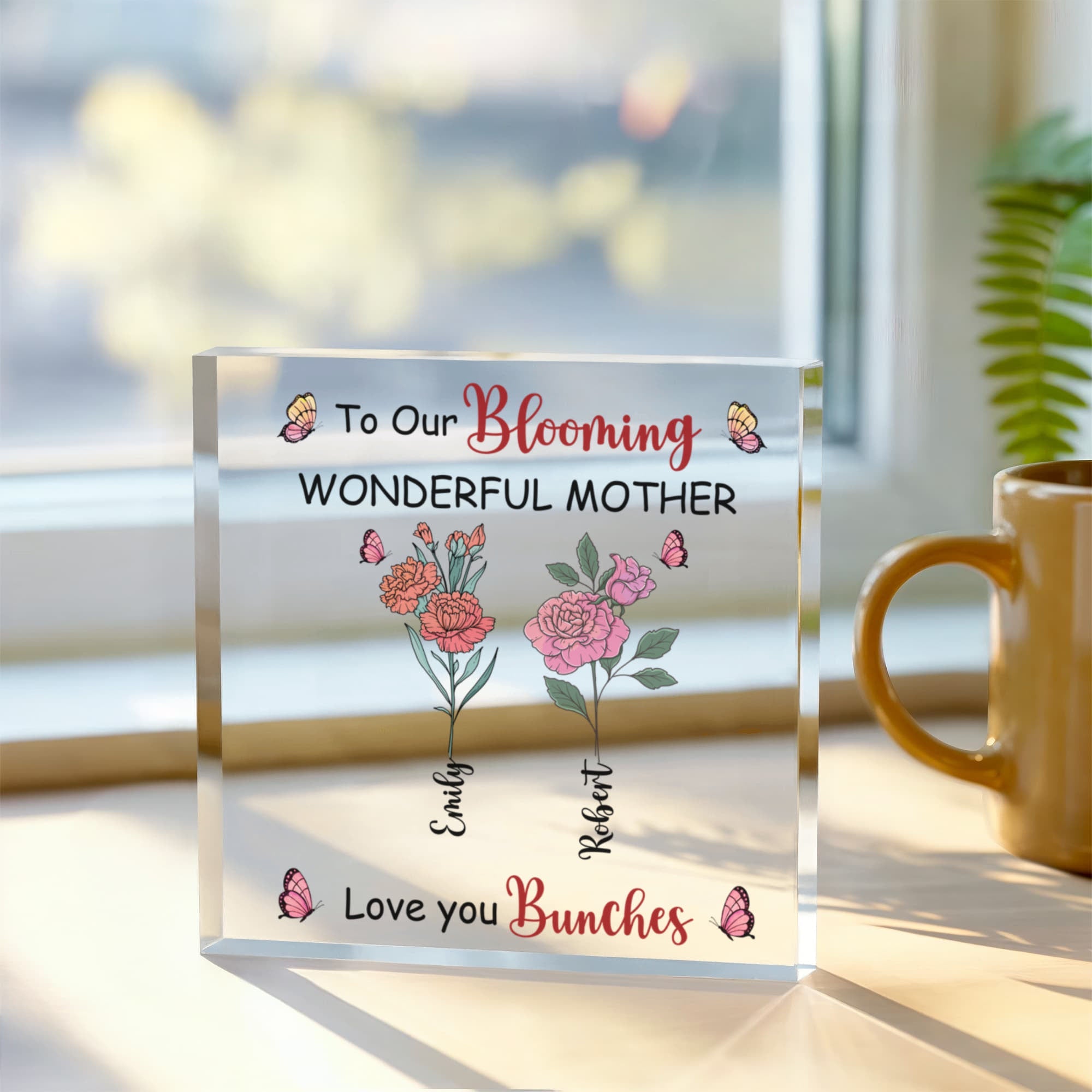 Personalized Blooming Mother Acrylic Plaque – Custom Name Gift