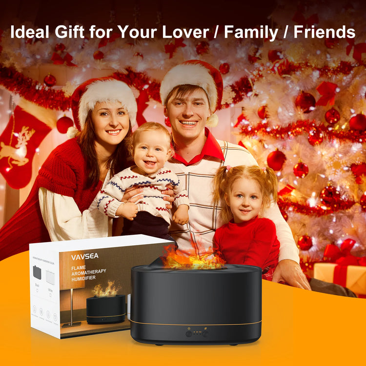 VAVSEA 7-Color Flame Essential Oil Diffuser & Humidifier - 200ml with Timer for Home & Room - Sleek Black Design