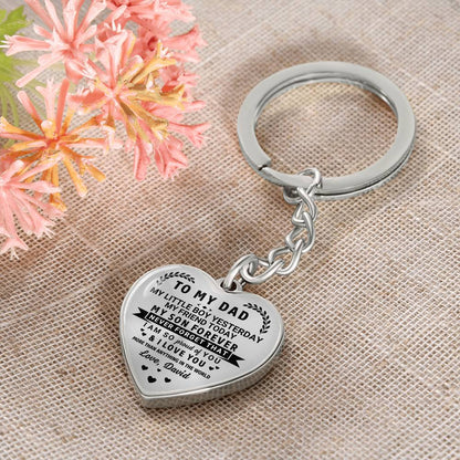To My Dad Heart Keychain Gift from Son, My Son Forever Personalized Keepsake Gift