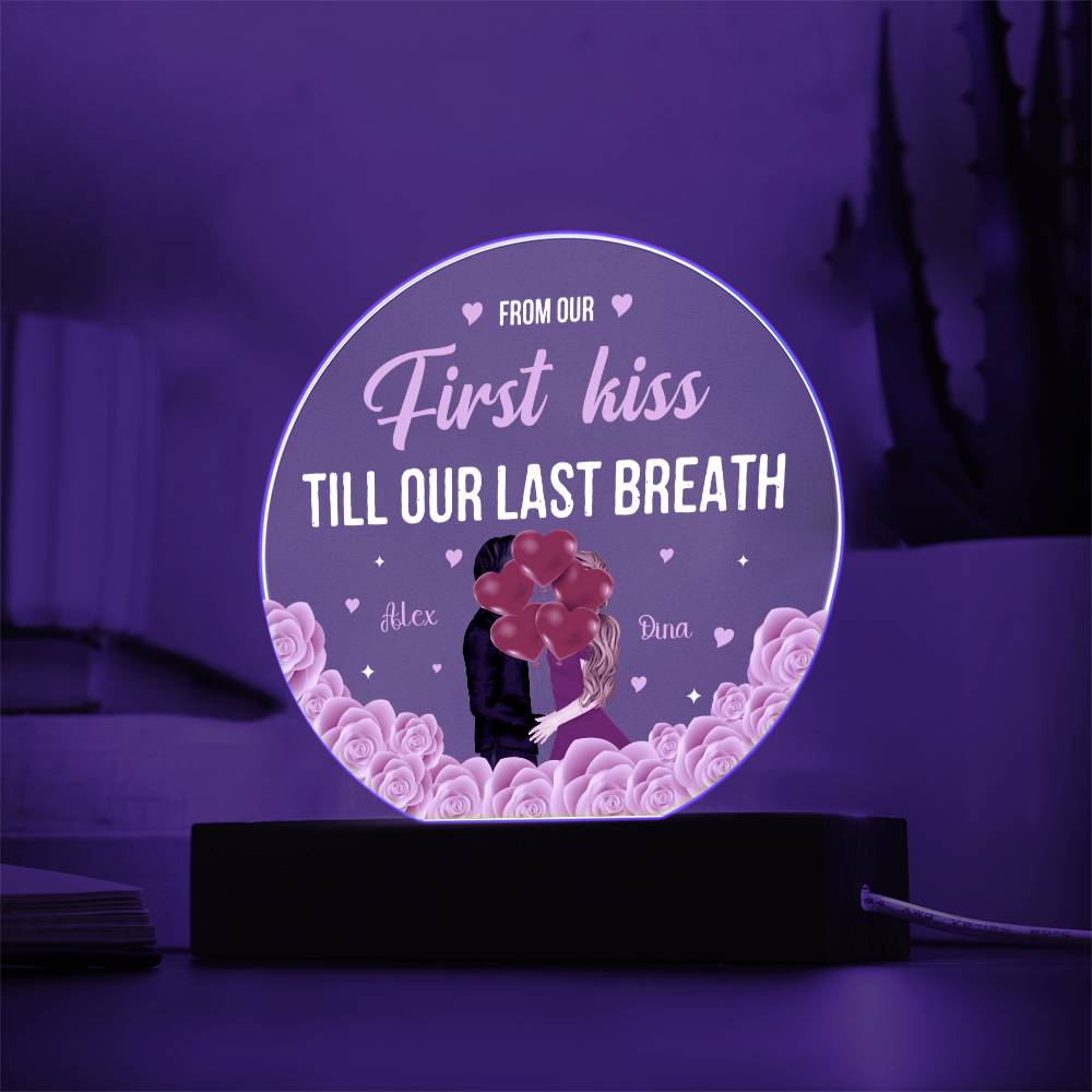 Personalized Valentine LED Acrylic Circle Plaque – Custom Names and Date Romantic Couple Gift