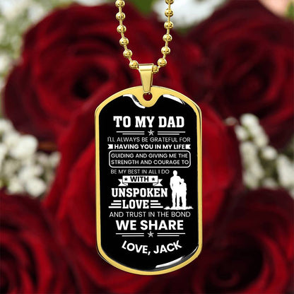 To My Dad Dog Tag Necklace - Personalized Emotional Father&