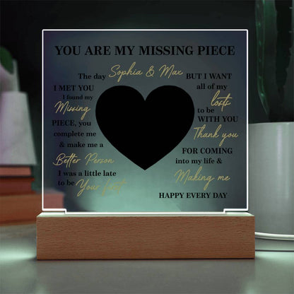 Personalized Valentine Photo LED Acrylic Plaque – Custom Names &amp; Picture Heart Light-Up Gift for Couples