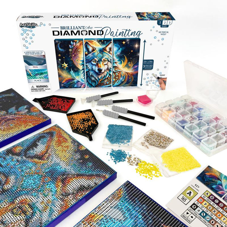 Artskills Diamond Painting Kits on Stretched Canvas 21" X 14" Complete Professional Set with Accessories for DIY Artistic Creations