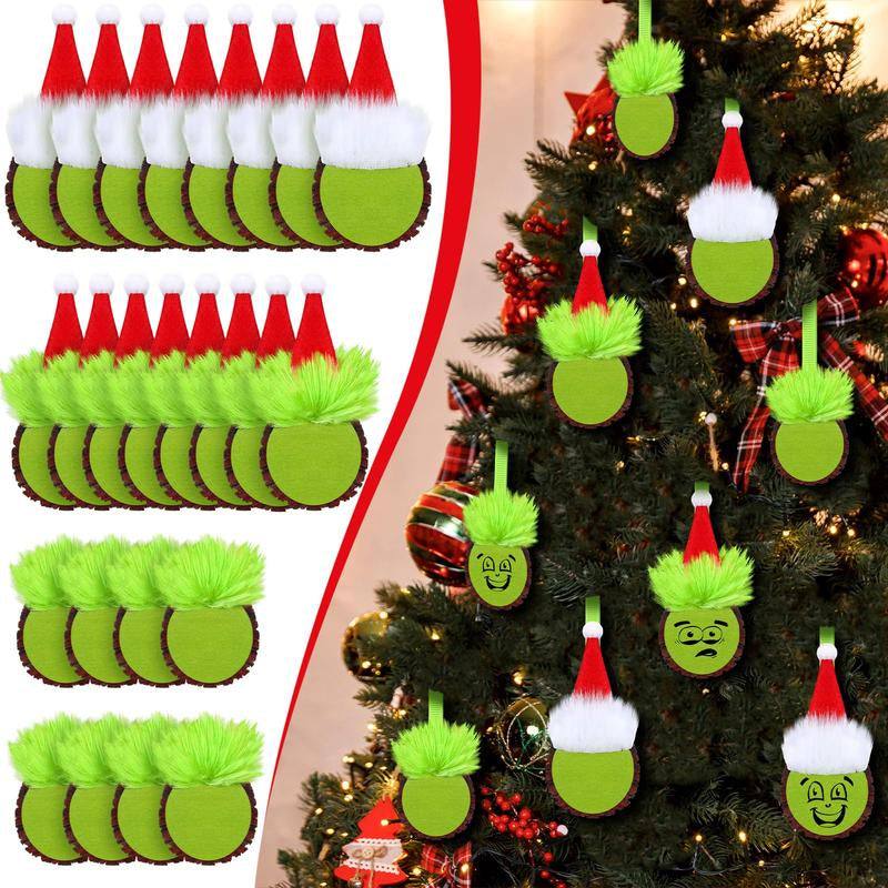 Christmas Ball Ornaments Set for Xmas Tree, Green Christmas Monster Decorations, Shatterproof Glittering Hanging Xmas Balls, Funny Lime Green Furry Christmas Decor, Cute Hanging Ornament with Red Bow, Holiday Party Home Wall Decor, Christmas Gifts