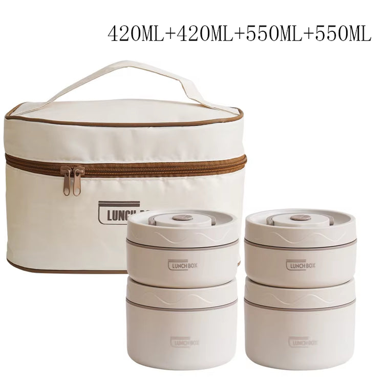 Portable Thermos Lunch Box Set Stackable Bento Box for Kids Adults School Picnic Fruit Salad Food Container Insulated Lunch Bag