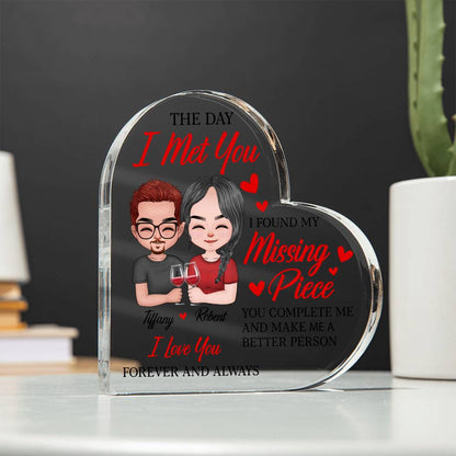 Personalized Heart Acrylic Valentine Plaque – Custom Couple Names Romantic Valentine Gift for Her or Him