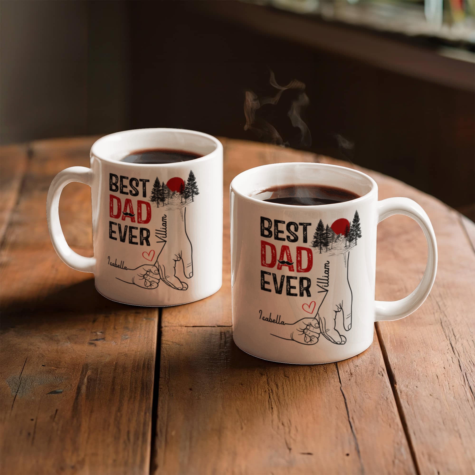 Best Dad Ever Personalized Mug – Custom Dad Coffee Mug with Kids Names, Father’s Day Gift from Kids