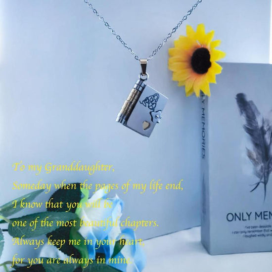 Book Necklace for Grandson/Granddaughter/Daughter/Son.Meaningful Jewelry of Love – Perfect Christmas Gift for Her/Heartfelt Black Friday Surprise