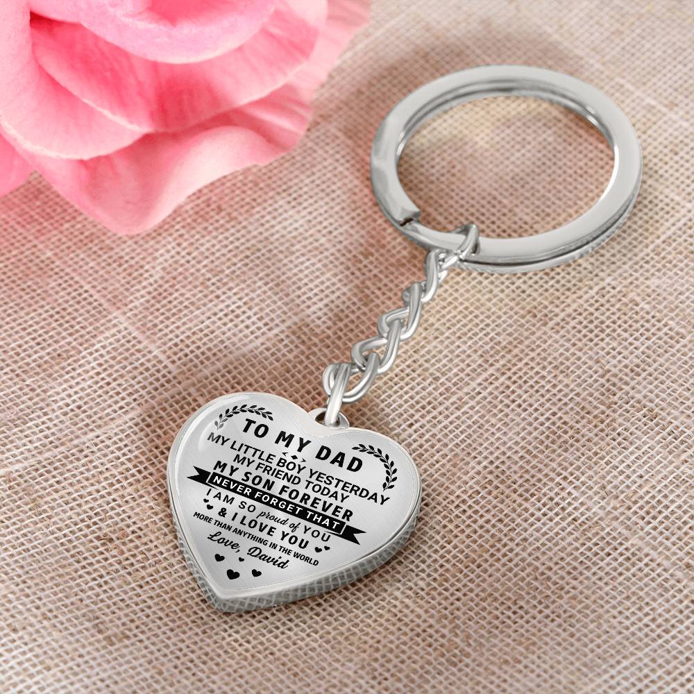 To My Dad Heart Keychain Gift from Son, My Son Forever Personalized Keepsake Gift