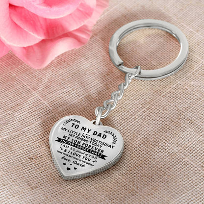 To My Dad Heart Keychain Gift from Son, My Son Forever Personalized Keepsake Gift