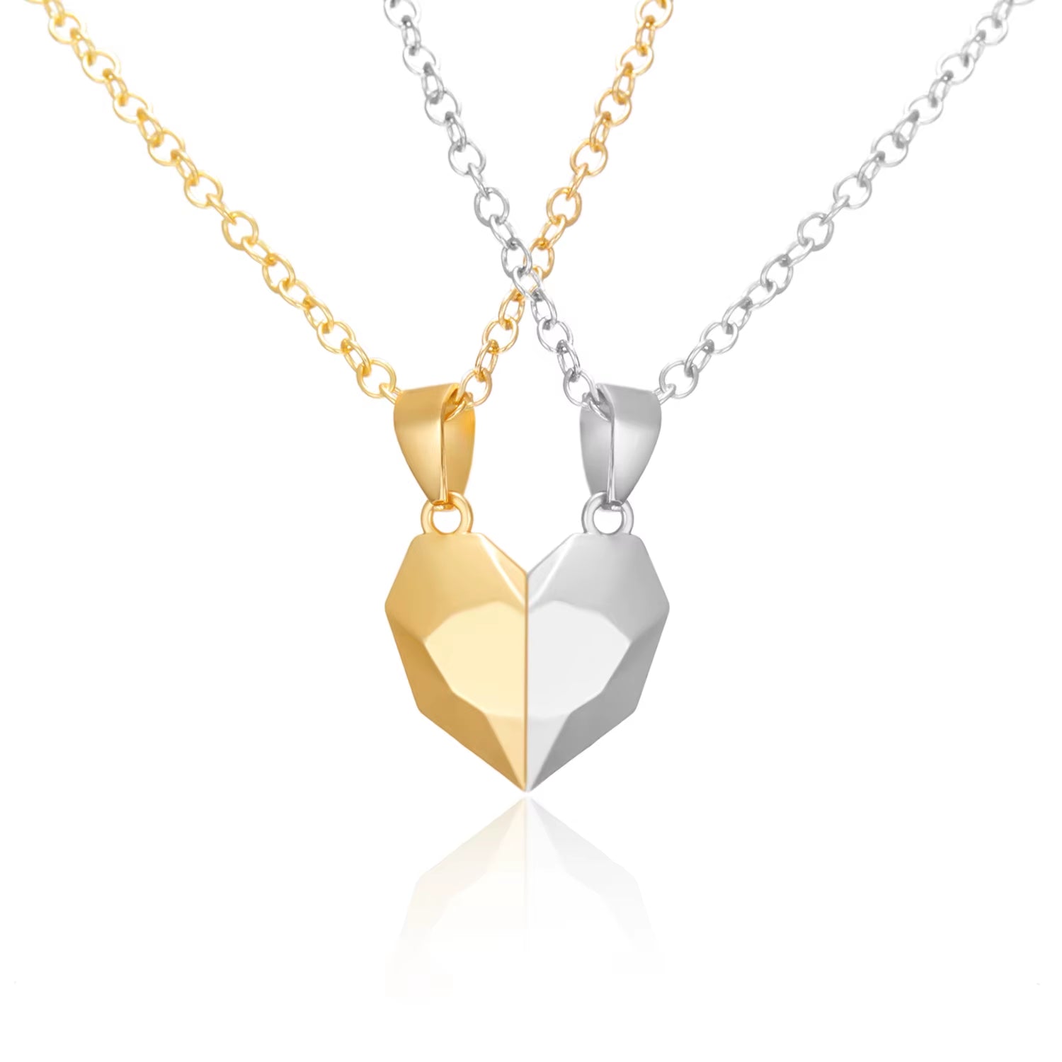 2Pcs Magnetic Heart Couple Necklace for Women Men Lover Valentine&