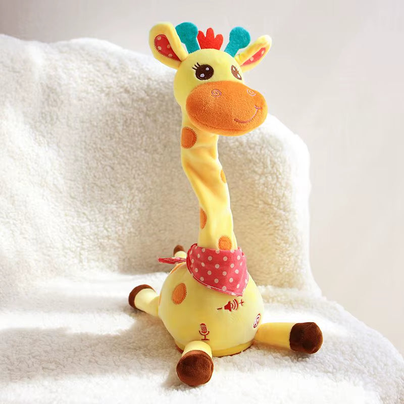 2025 Upgraded Music Giraffe Ornament English Version Singing, Dancing Repeating Your Words with Shining LED Lights Kid Day Gifts