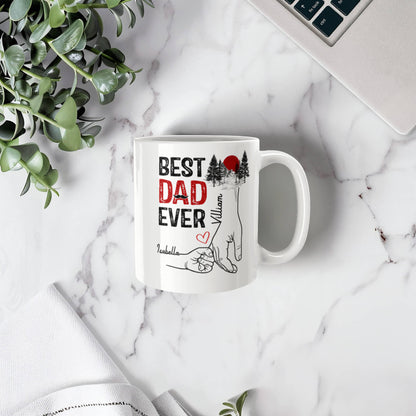 Best Dad Ever Personalized Mug – Custom Dad Coffee Mug with Kids Names, Father’s Day Gift from Kids
