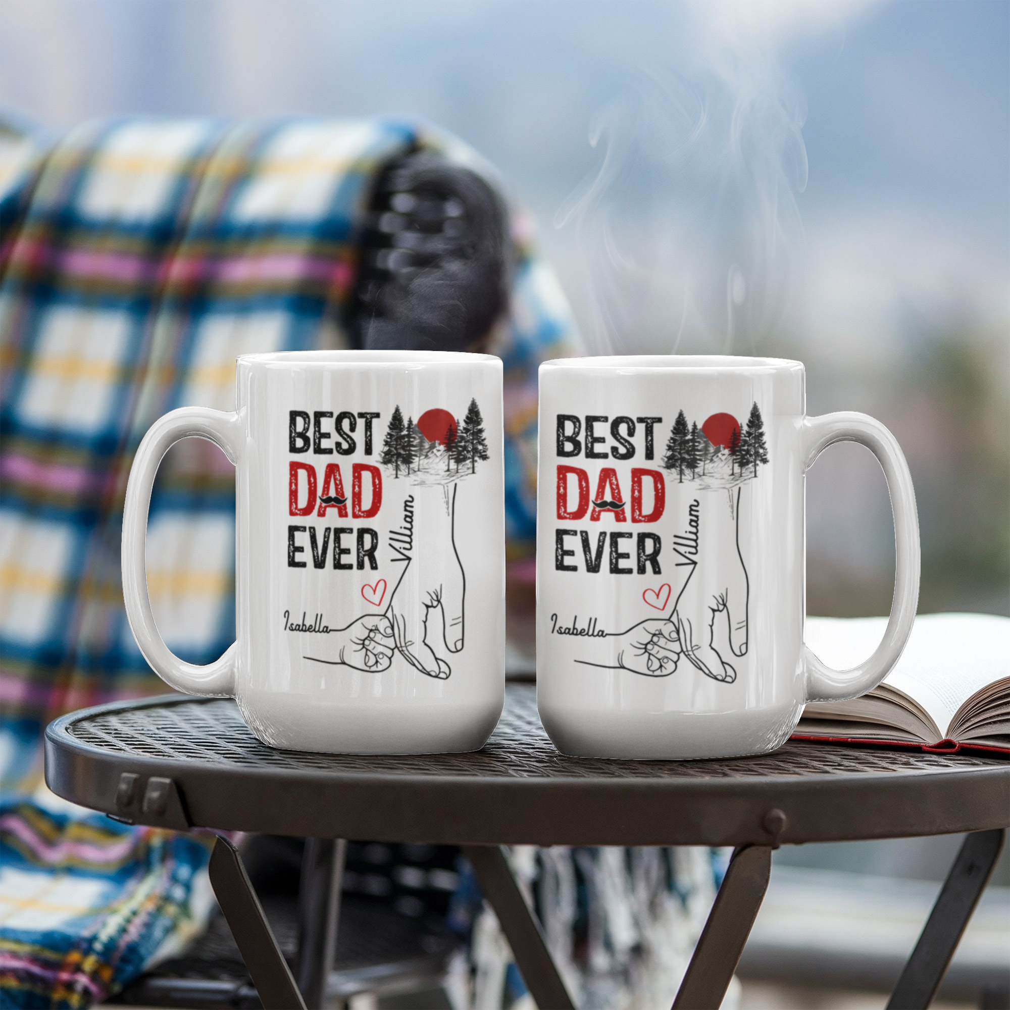 Best Dad Ever Personalized Mug – Custom Dad Coffee Mug with Kids Names, Father’s Day Gift from Kids