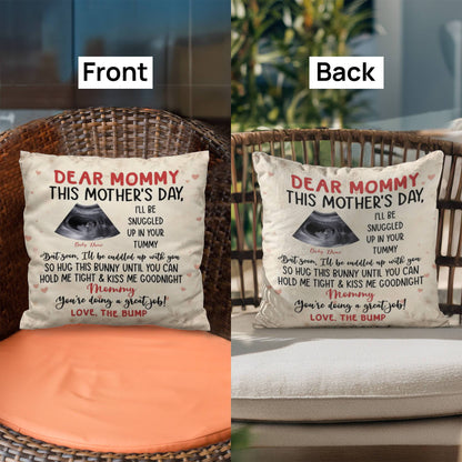 Dear Mommy Pregnancy Reveal Pillow – First Mother’s Day Gift for Mommy, Baby Bump Ultrasound Pillow, New Mom Keepsake Gift