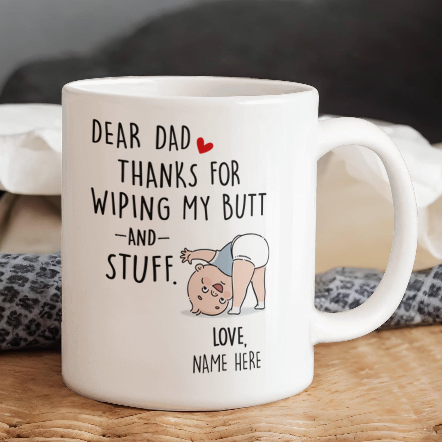 Funny Dad Mug from Baby – Personalized Thank You Dad Mug, New Dad Gift, First Father’s Day Coffee Mug