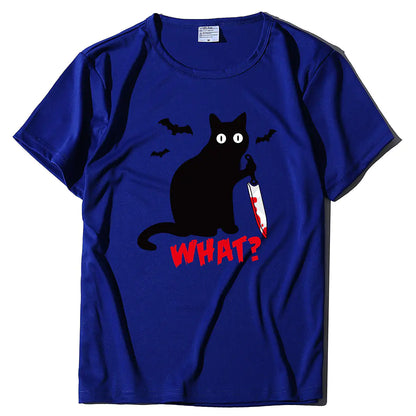 Cat T-Shirt with Blood Dagger Design
