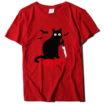 Cat T-Shirt with Blood Dagger Design