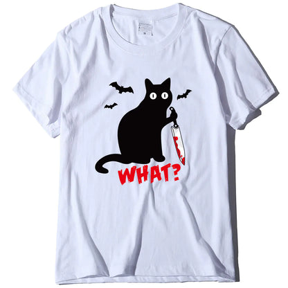 Cat T-Shirt with Blood Dagger Design
