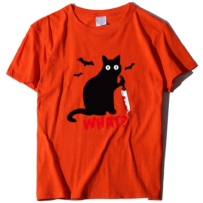 Cat T-Shirt with Blood Dagger Design