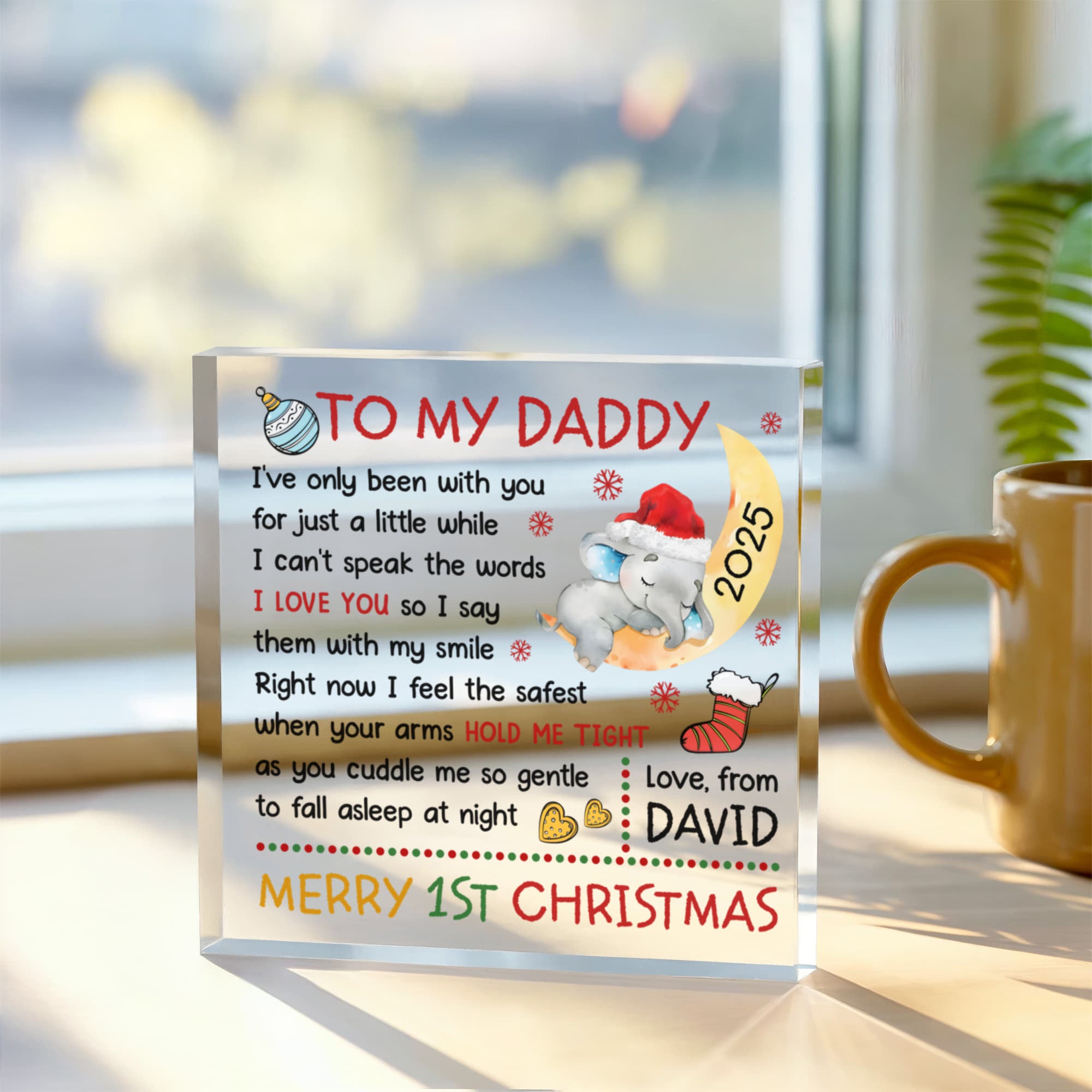 Emotional first Christmas keepsake wall art for dad
