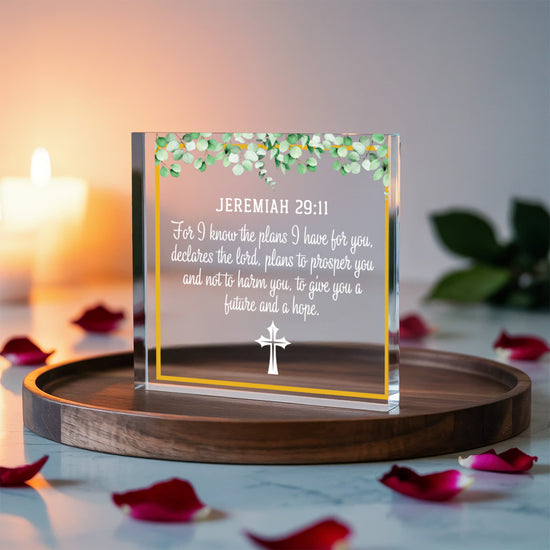 Jeremiah 29:11 Acrylic Scripture Plaque – Christian Gift | Bible Verse Desk Decor | Faith Inspirational Keepsake