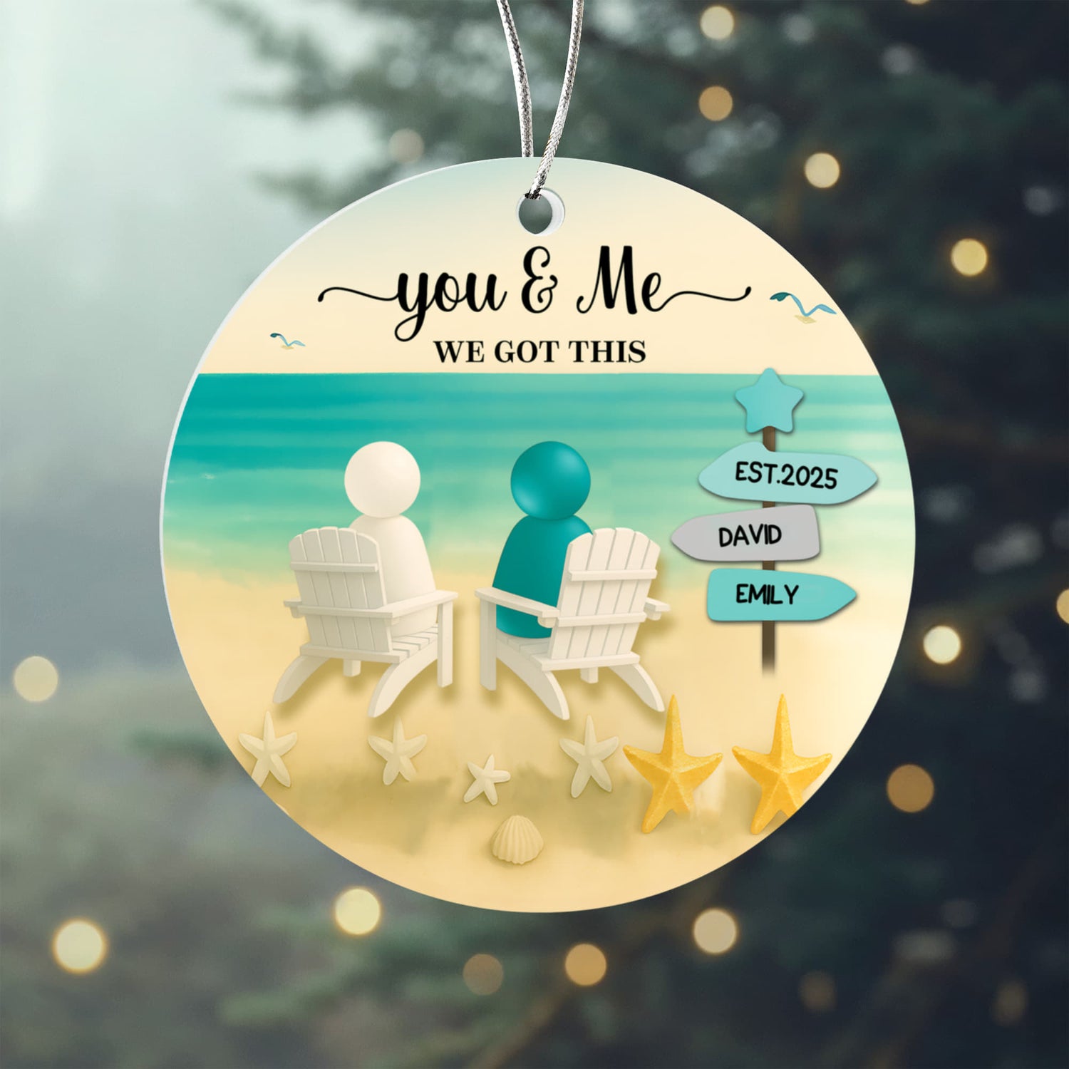 Custom Name Signpost Ornament for Couples