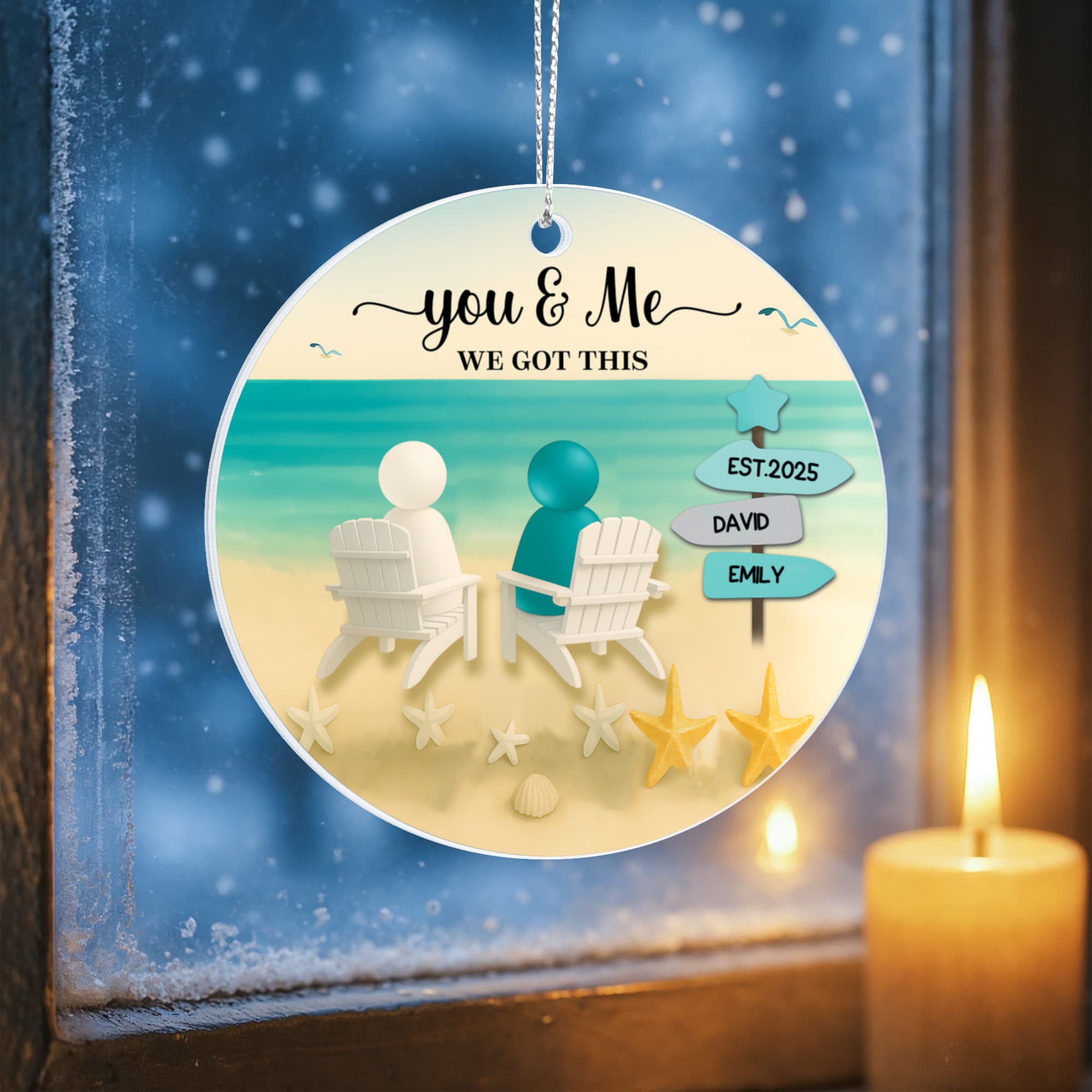 Custom You and Me Christmas Ornament