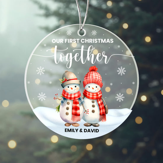 Our First Christmas Together Snowman Ornament – Personalized Couple Christmas Ornament 2025 | Custom Name Holiday Keepsake