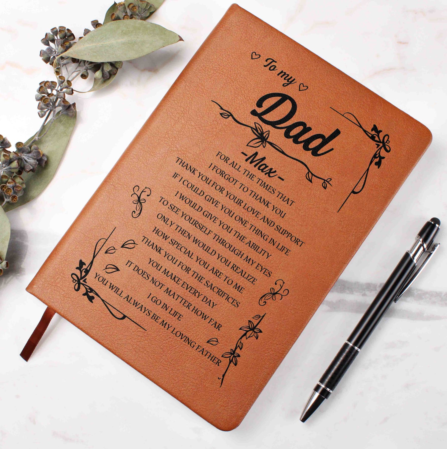 Thank you dad leather journal
