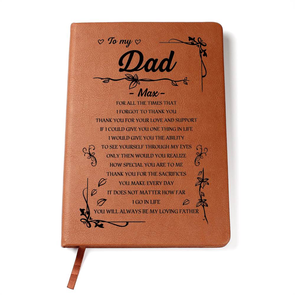 To my dad personalized leather journal gift
