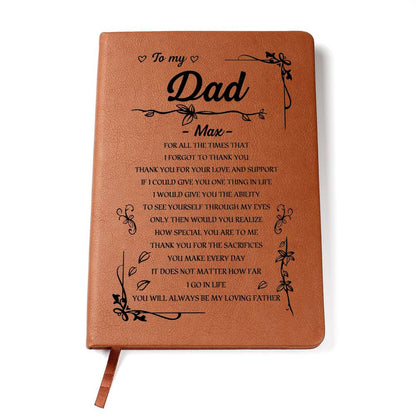 To my dad personalized leather journal gift
