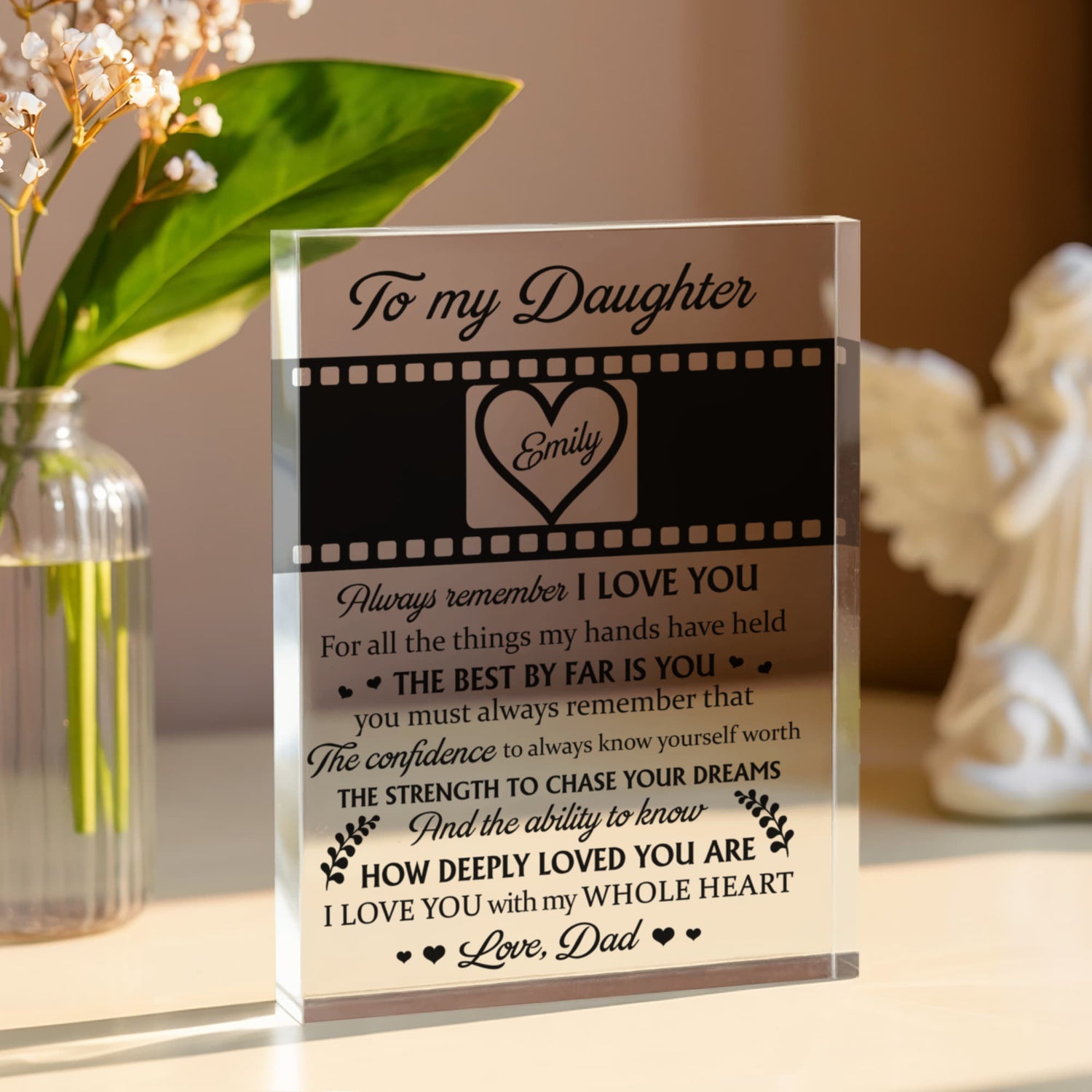 Heartfelt Dad to Daughter Gift Acrylic Display
