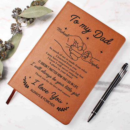 To My Dad Personalized Leather Journal Gift from Daughter, I Will Always Be Your Little Girl Keepsake Notebook
