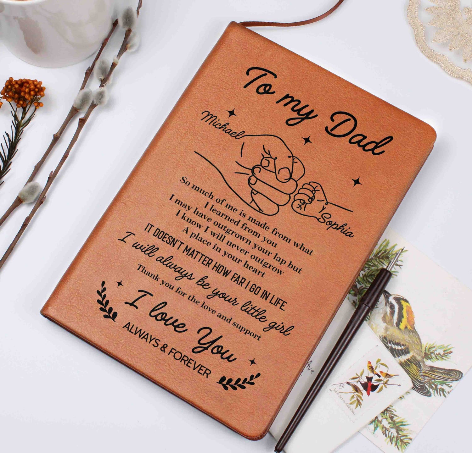 To My Dad Personalized Leather Journal Gift from Daughter, I Will Always Be Your Little Girl Keepsake Notebook