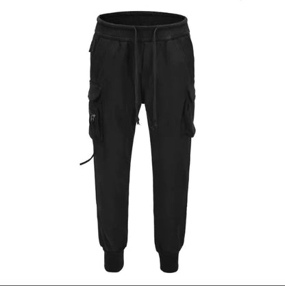 Men’s Techwear Cargo Joggers - Black Slim Fit Sweatpants